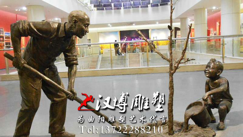 玻璃钢铸铜雕塑,人物雕像,植树雕像