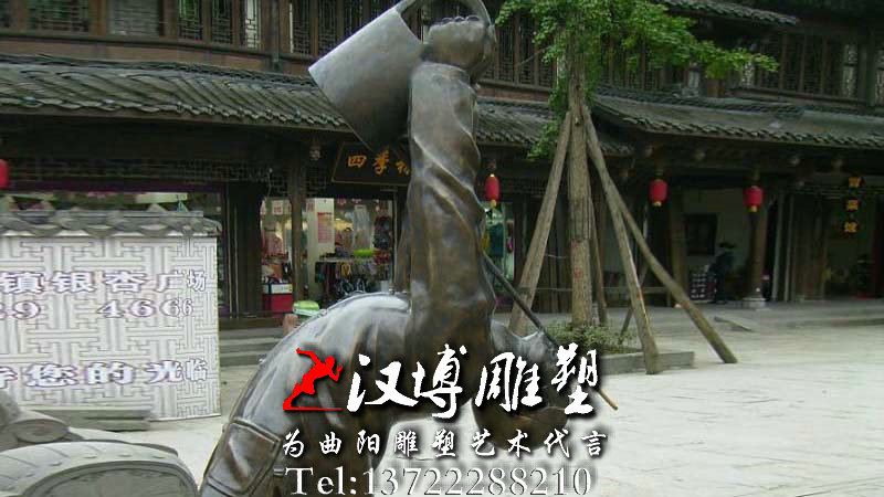 茶铺小工杂技雕像,人物铜雕,广场景观铜雕