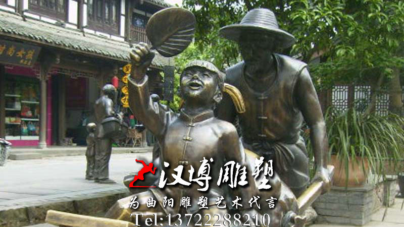 鸡公车雕像,人物雕塑,广场景观铜雕