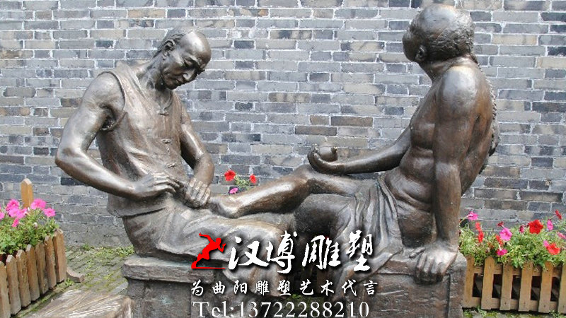 玻璃钢铜雕,修鞋匠雕像,园林景观雕塑